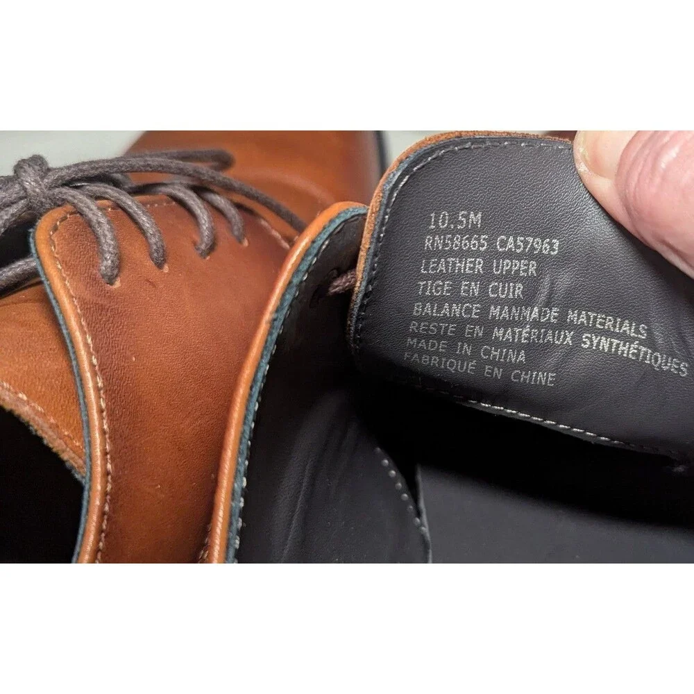 Men’s Nordstrom Brown Leather Derby Dress Shoes Size 10.5 Lace-Up Plain Toe